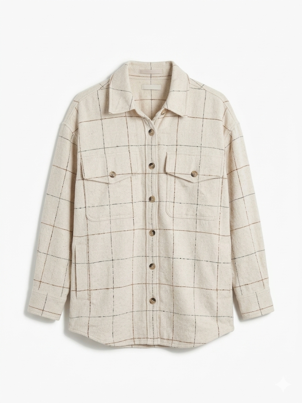 Madewell Windowpane Plaid Twill Flannel Cream Shirt Jacket S